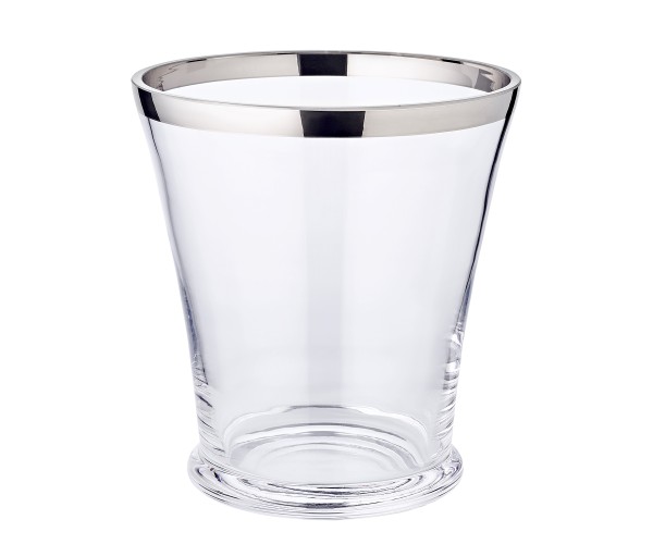 Flaschenkühler Reuben (Höhe 25 cm, Ø 19,5 cm), mundgeblasenes Kristallglas, Platinrand