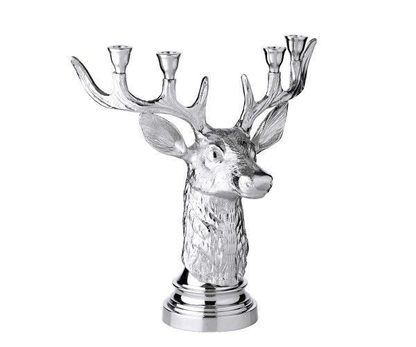 Candleholder Kitu (Height 43,5 cm), silver colored, for 4 stickcandles