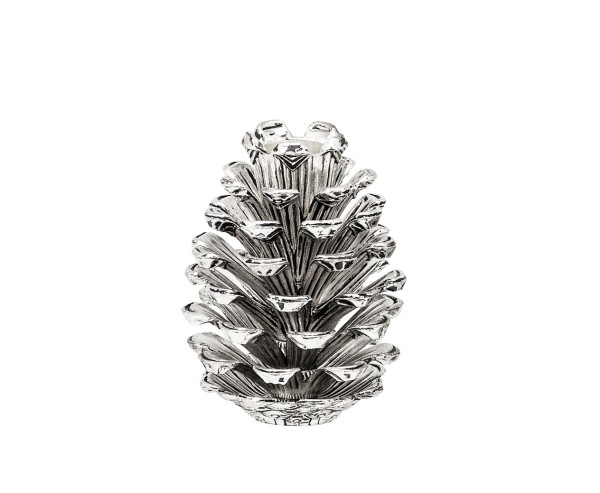 Kerzenleuchter Zapfen für Stabkerze, Aluminium vernickelt, Höhe 9 cm