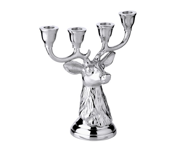 Candleholder Kitu (Height 23,5 cm), silver colored, for 4 stickcandles